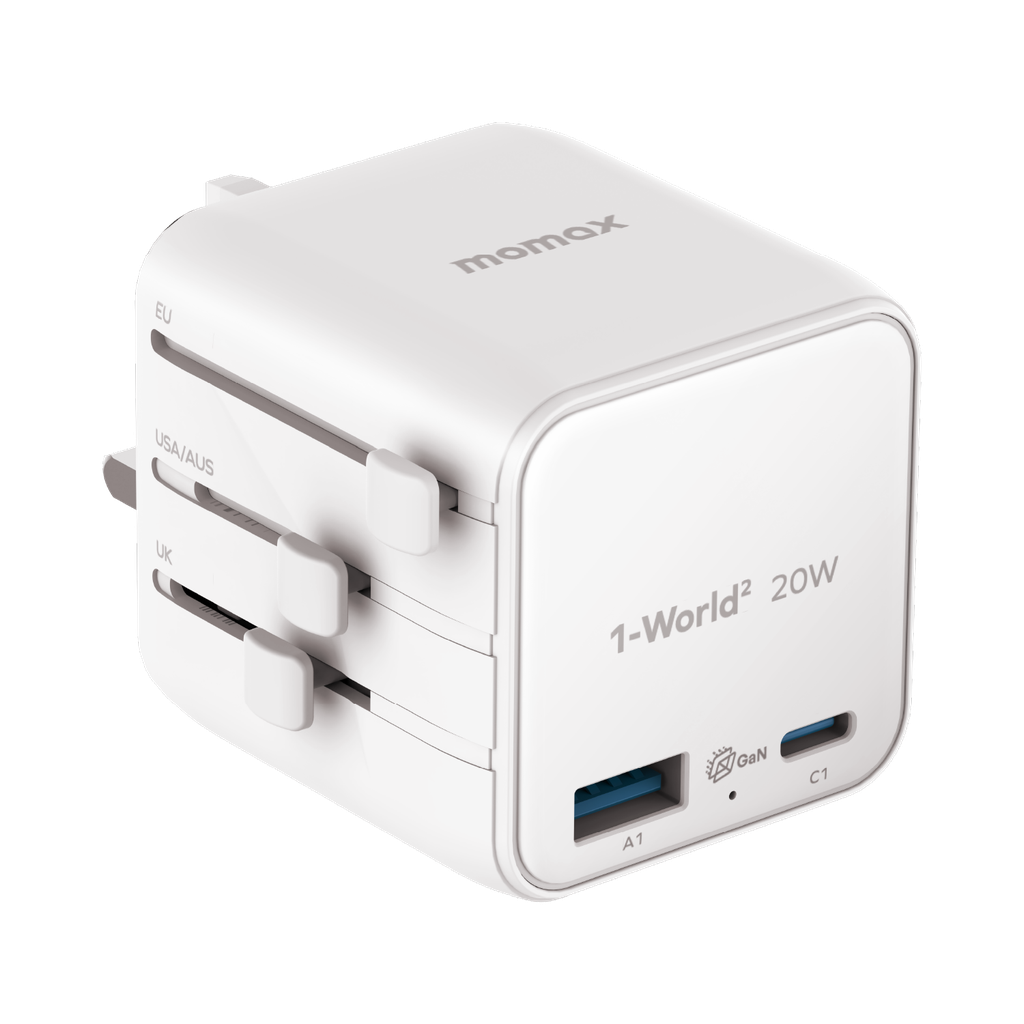 MOMAX 1-WORLD 20W UNIVERSAL 2 PORT TRAVEL ADAPTER MOMAX 1-WORLD 20W UNIVERSAL 2 PORT TRAVEL ADAPTER