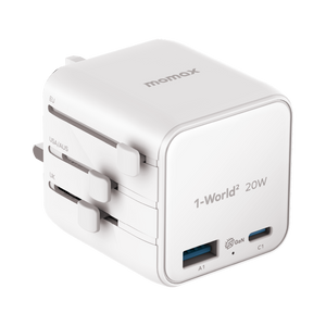 MOMAX 1-WORLD 20W UNIVERSAL 2 PORT TRAVEL ADAPTER - ALAMAT