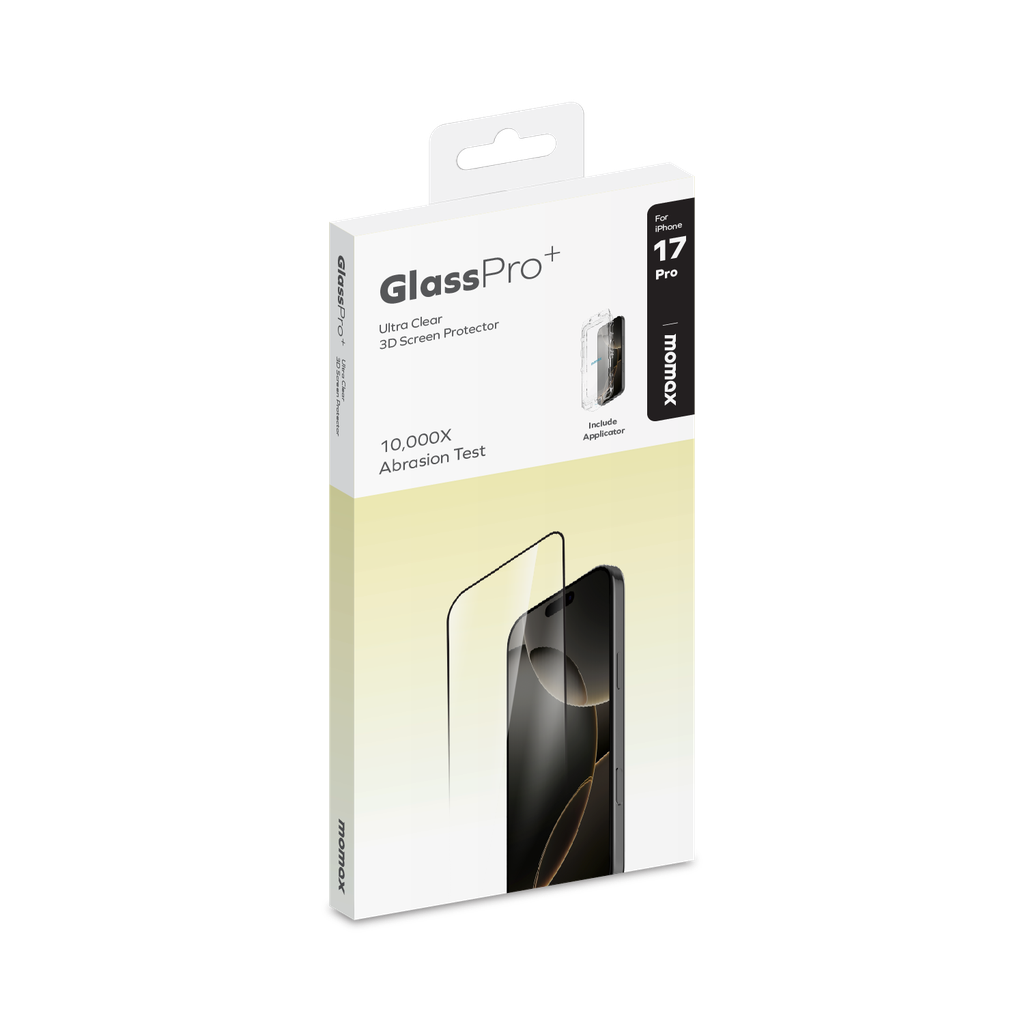 Momax Iphone 17 Pro 6.3 3D Fully Covered Clear Glass Momax Iphone 17 Pro 6.3 3D Fully Covered Clear Glass
