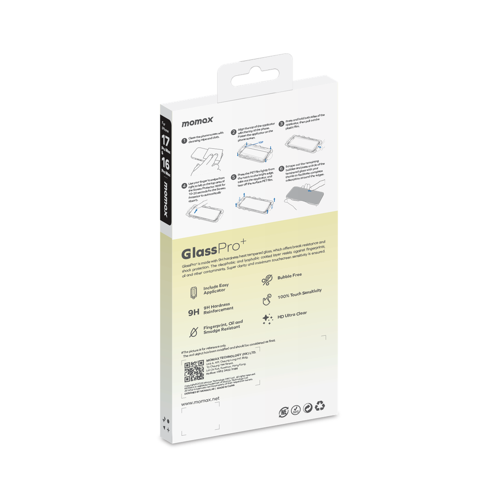 Momax Iphone 17 Pro Max 6.9 3D Fully Covered Clear Glass Momax Iphone 17 Pro Max 6.9 3D Fully Covered Clear Glass
