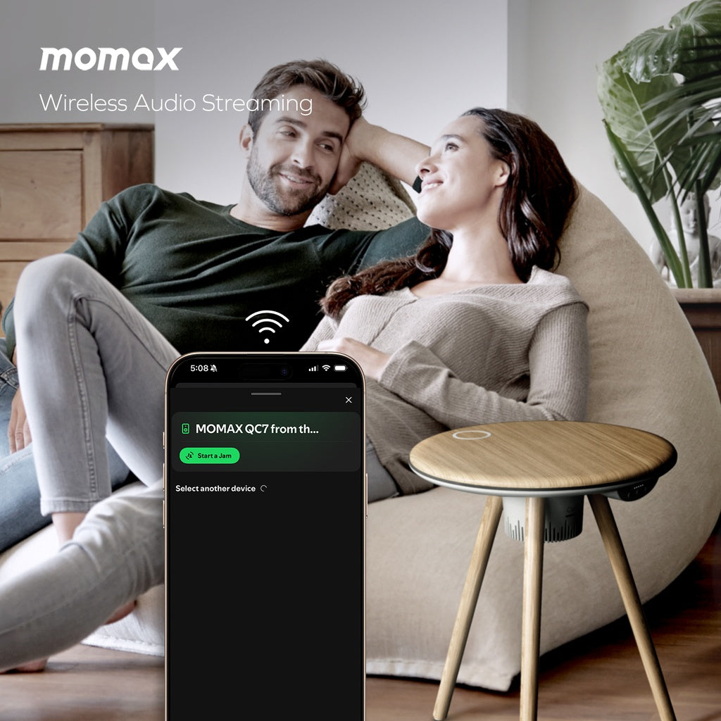 MOMAX CYMBAL COFFEE TABLE WITH LIGHTING EFFECTS , MAGNETIC CHARGING & WIRELESS SPEAKER MOMAX CYMBAL COFFEE TABLE WITH LIGHTING EFFECTS , MAGNETIC CHARGING & WIRELESS SPEAKER