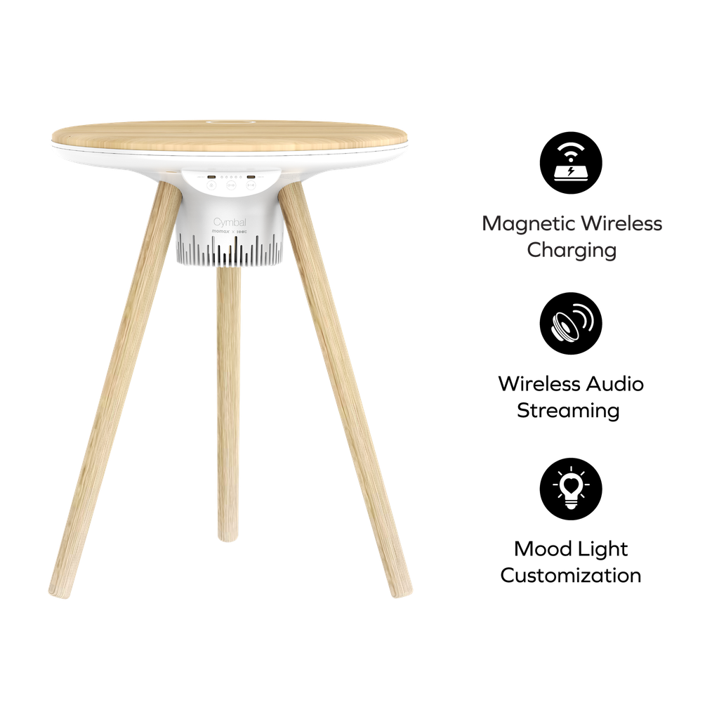 MOMAX CYMBAL COFFEE TABLE WITH LIGHTING EFFECTS , MAGNETIC CHARGING & WIRELESS SPEAKER MOMAX CYMBAL COFFEE TABLE WITH LIGHTING EFFECTS , MAGNETIC CHARGING & WIRELESS SPEAKER