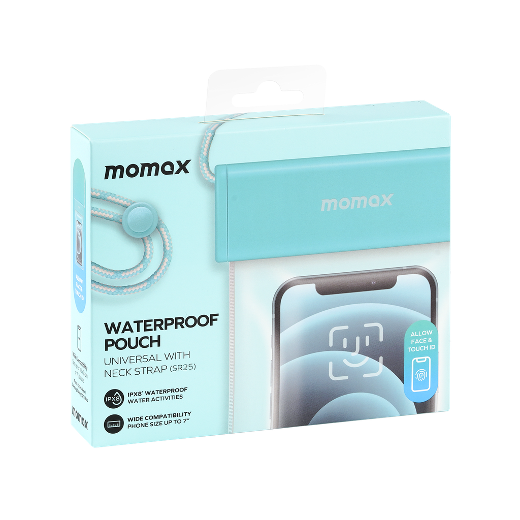 MOMAX WATERPROOF POUCH UNIVERSAL WITH NECK STRAP MOMAX WATERPROOF POUCH UNIVERSAL WITH NECK STRAP