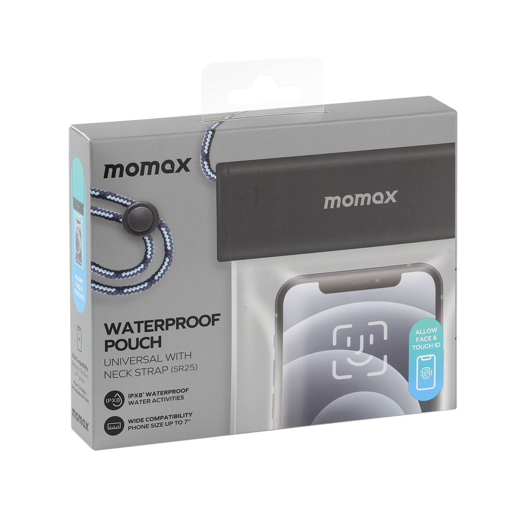 MOMAX WATERPROOF POUCH UNIVERSAL WITH NECK STRAP MOMAX WATERPROOF POUCH UNIVERSAL WITH NECK STRAP