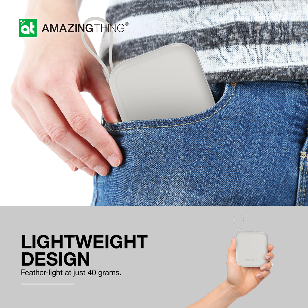 AMAZING THING THUNDER GO 10000mAh POWER BANK WITH BUILT-IN 2 USB-C CABLES AMAZING THING THUNDER GO 10000mAh POWER BANK WITH BUILT-IN 2 USB-C CABLES