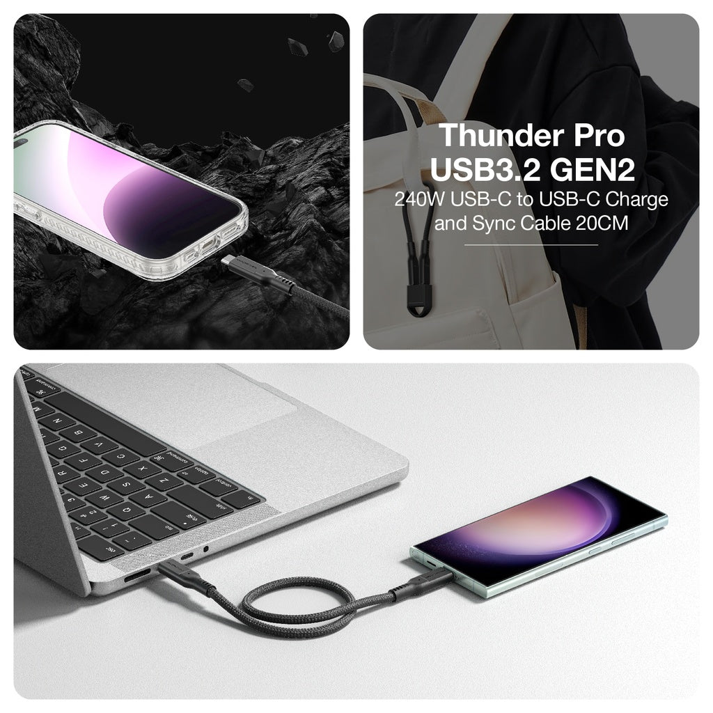 AMAZING THING THUNDER PRO WITH HOLDER USB-C TO USB-C 5.0A 240W GEN2 0.2M CABLE AMAZING THING THUNDER PRO WITH HOLDER USB-C TO USB-C 5.0A 240W GEN2 0.2M CABLE