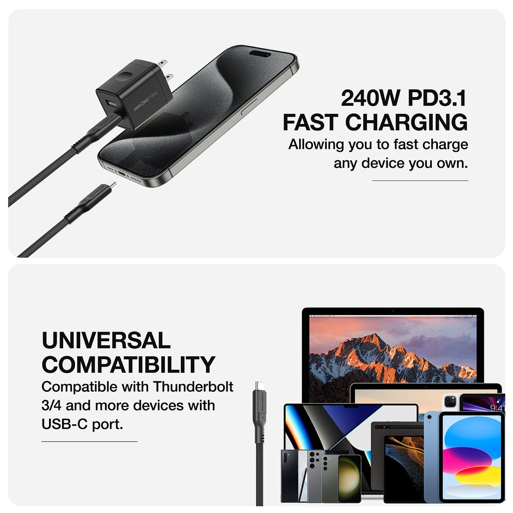 AMAZING THING THUNDER PRO WITH HOLDER USB-C TO USB-C 5.0A 240W GEN2 0.2M CABLE AMAZING THING THUNDER PRO WITH HOLDER USB-C TO USB-C 5.0A 240W GEN2 0.2M CABLE