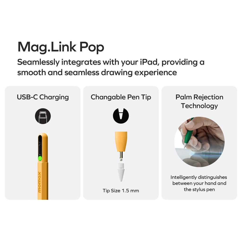 Momax Mag Link Pop Magnetic Charging Active Stylus Pen Momax Mag Link Pop Magnetic Charging Active Stylus Pen