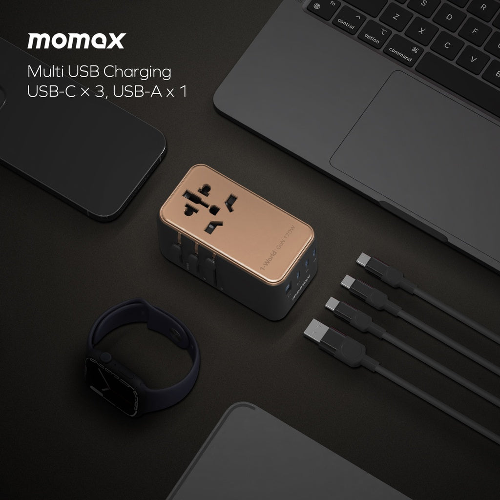 MOMAX 1-WORLD 170W GAN 4 PORT TRAVEL ADAPTER MOMAX 1-WORLD 170W GAN 4 PORT TRAVEL ADAPTER
