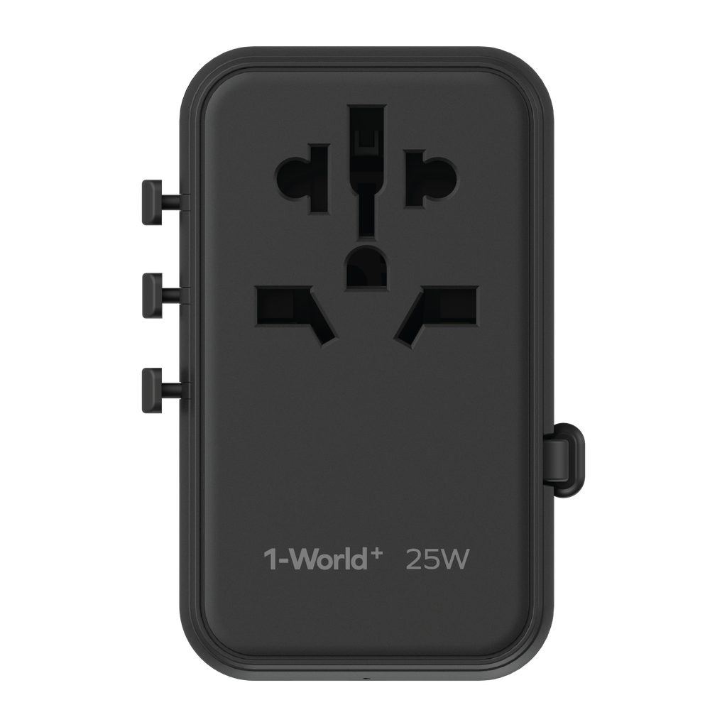 MOMAX 1-WORLD 25W 3 PORT WITH BUILT-IN USB-C CABLE AC TRAVEL ADAPTOR MOMAX 1-WORLD 25W 3 PORT WITH BUILT-IN USB-C CABLE AC TRAVEL ADAPTOR