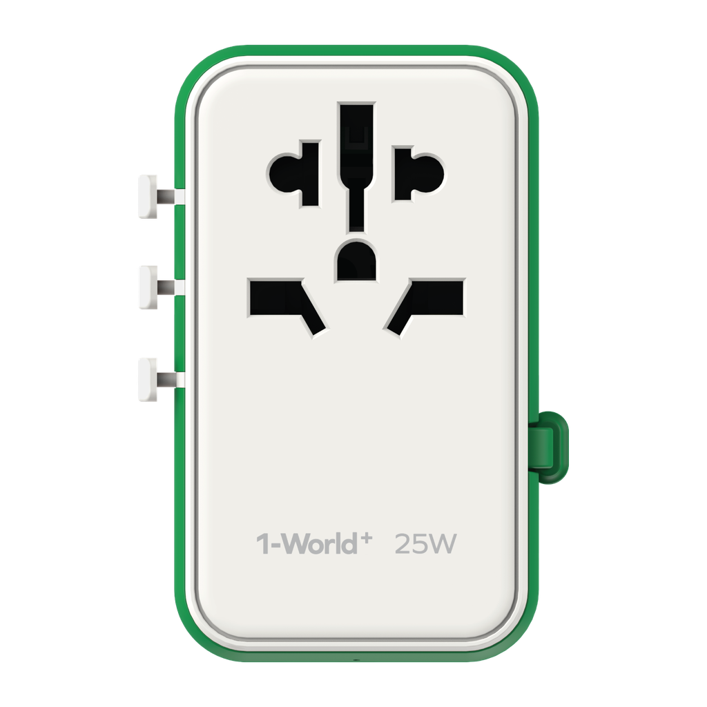MOMAX 1-WORLD 25W 3 PORT WITH BUILT-IN USB-C CABLE AC TRAVEL ADAPTOR MOMAX 1-WORLD 25W 3 PORT WITH BUILT-IN USB-C CABLE AC TRAVEL ADAPTOR