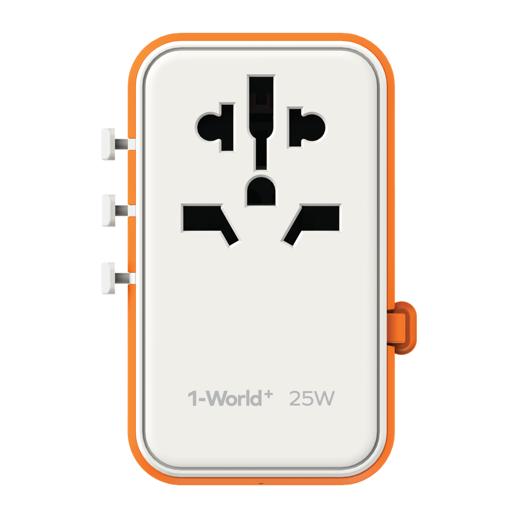 MOMAX 1-WORLD 25W 3 PORT WITH BUILT-IN USB-C CABLE AC TRAVEL ADAPTOR MOMAX 1-WORLD 25W 3 PORT WITH BUILT-IN USB-C CABLE AC TRAVEL ADAPTOR