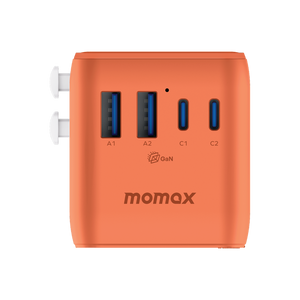 Momax 1-world2 Gan 70W 5-port USB-C AC Travel Adaptor - Orange