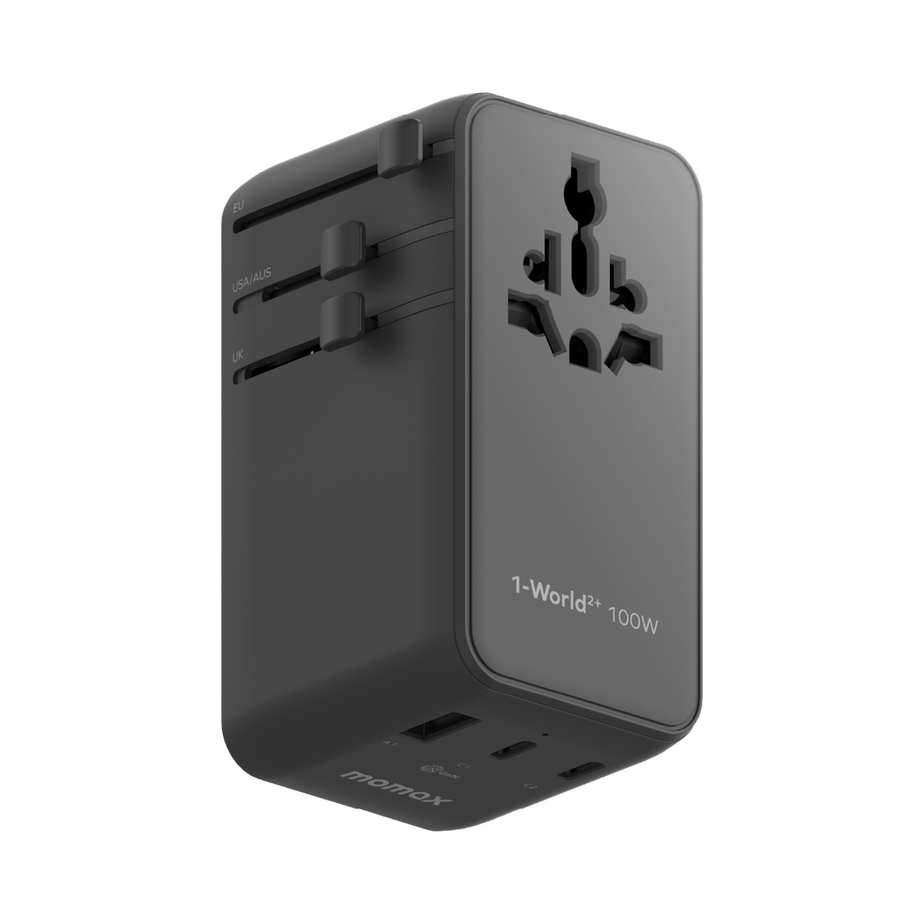 MOMAX 1-WORLD2+ 100W 4 PORT DUAL AC TRAVEL ADAPTOR WITH BUILT-IN CABLE MOMAX 1-WORLD2+ 100W 4 PORT DUAL AC TRAVEL ADAPTOR WITH BUILT-IN CABLE