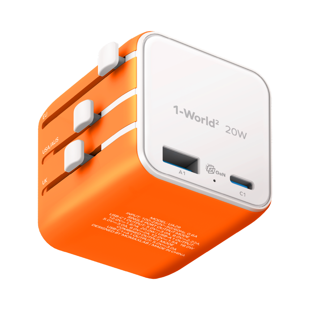 MOMAX 1-WORLD 20W UNIVERSAL 2 PORT TRAVEL ADAPTER MOMAX 1-WORLD 20W UNIVERSAL 2 PORT TRAVEL ADAPTER