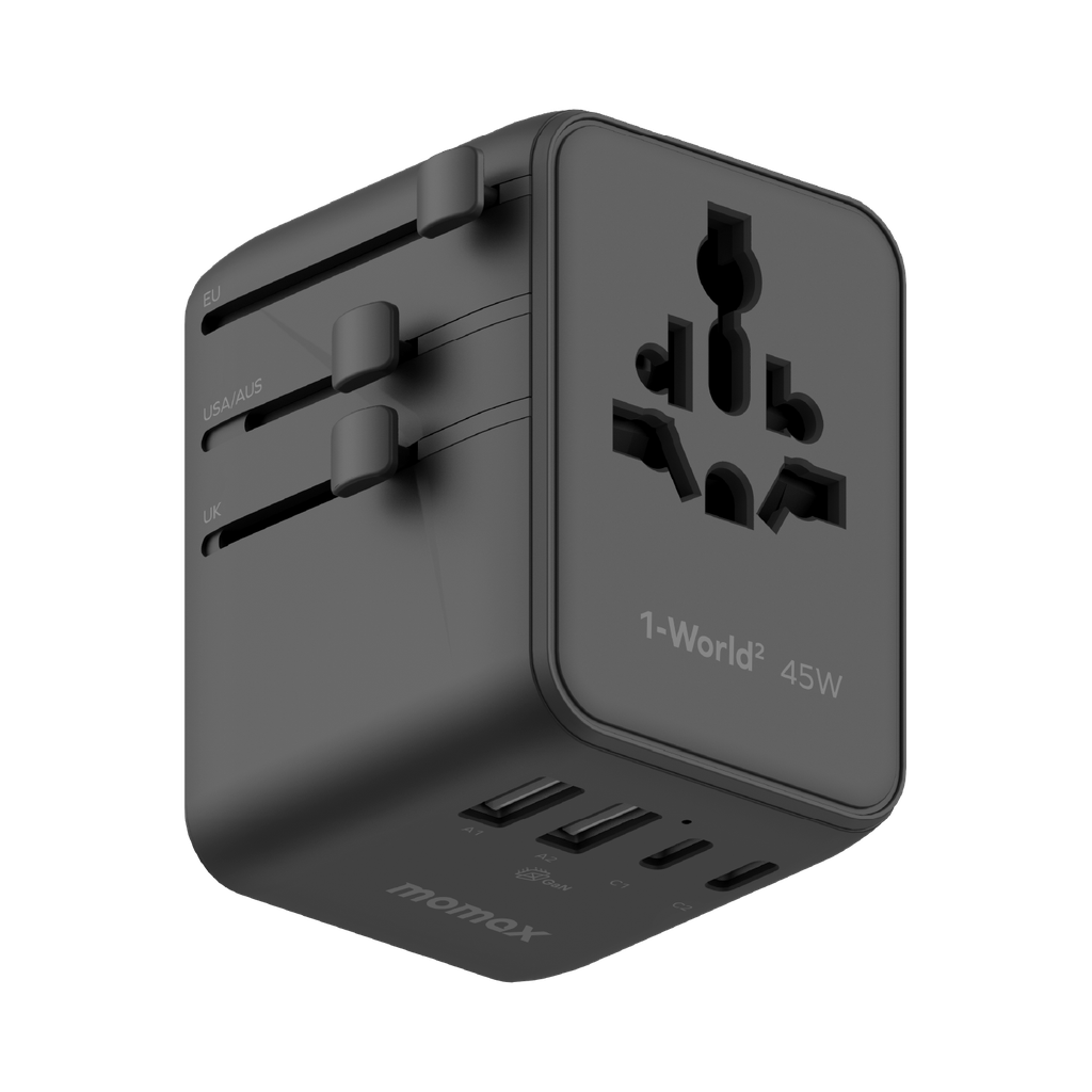 Momax 1-world2 45W 5 Port Dual Ac Travel Adaptor Momax 1-world2 45W 5 Port Dual Ac Travel Adaptor