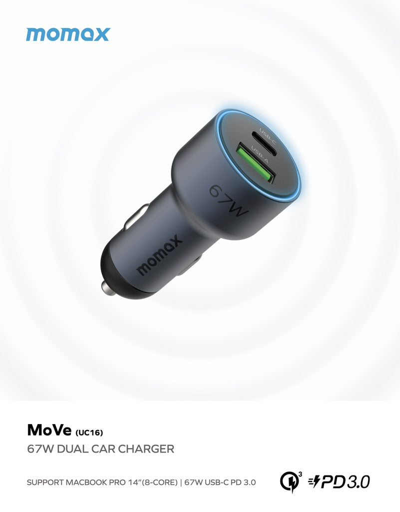 Momax Move 67w Dual Port Car Charger Momax Move 67w Dual Port Car Charger