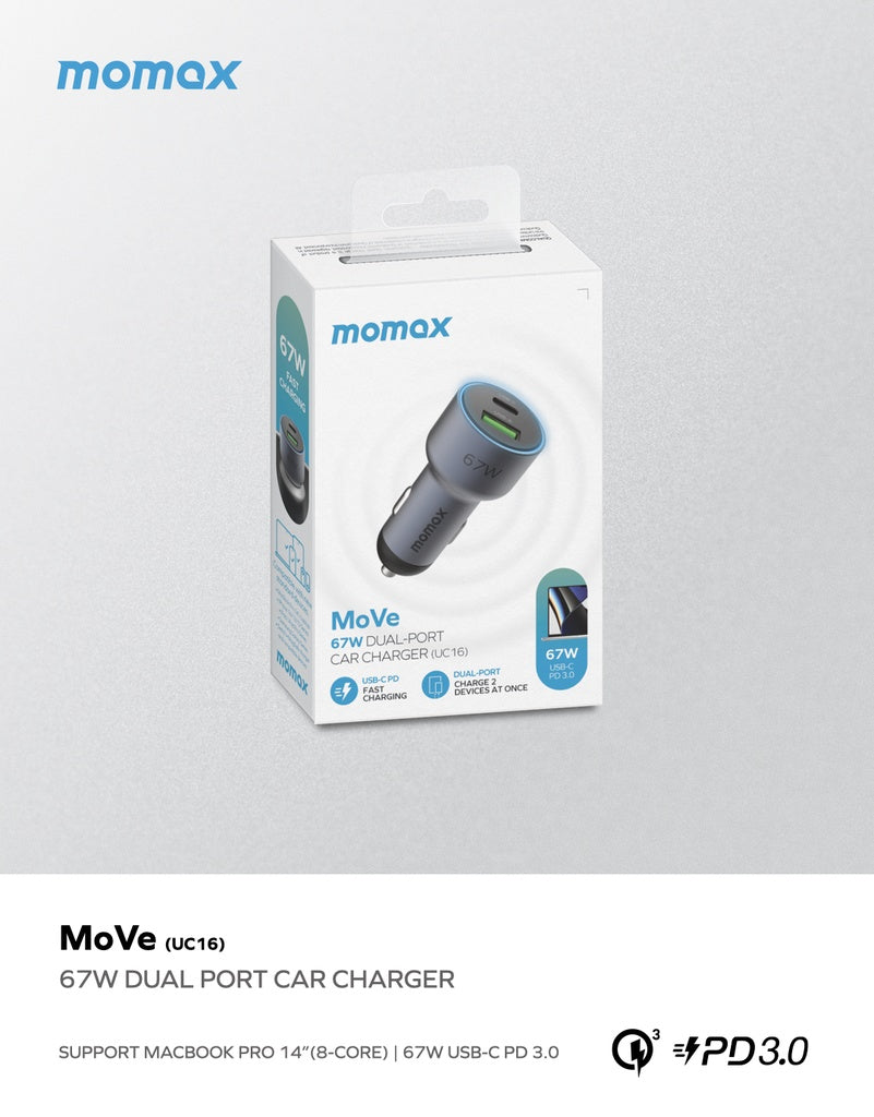 Momax Move 67w Dual Port Car Charger Momax Move 67w Dual Port Car Charger