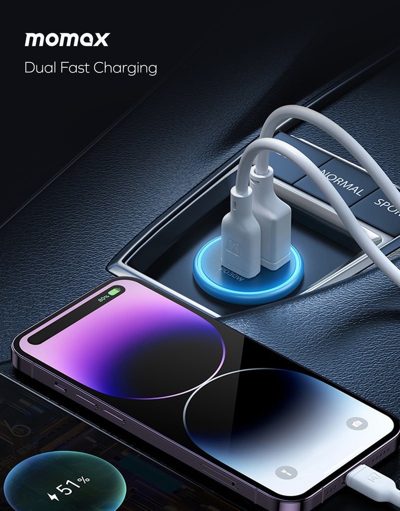 Momax Move 30w Dual Port Car Charger Momax Move 30w Dual Port Car Charger