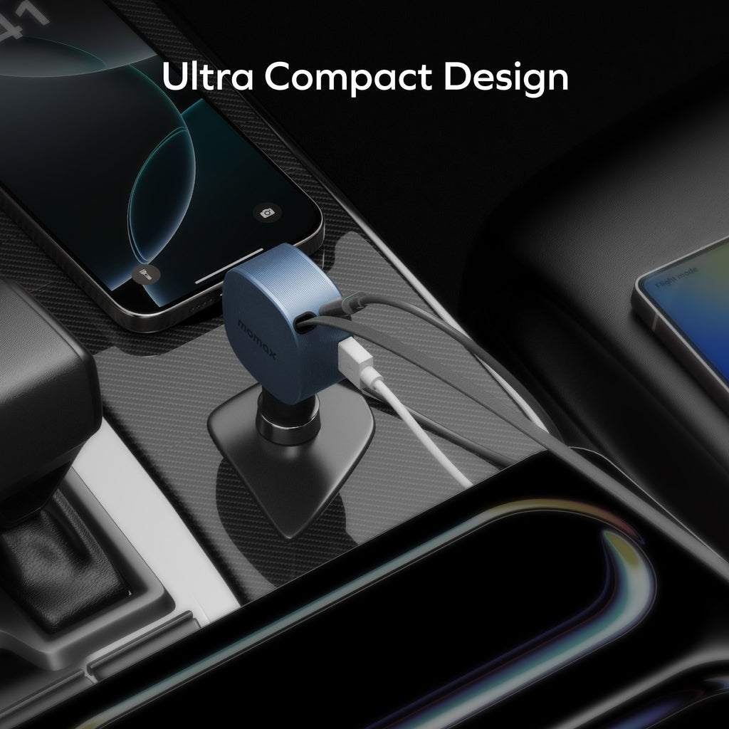 MOMAX 1-MOVE+ 60W 2-PORT CAR CHARGER WITH BUILT-IN RETRACTABLE CABLE MOMAX 1-MOVE+ 60W 2-PORT CAR CHARGER WITH BUILT-IN RETRACTABLE CABLE