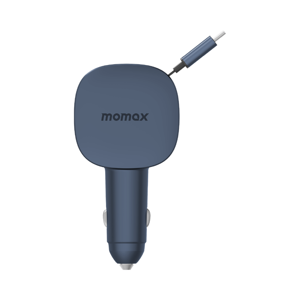 MOMAX 1-MOVE+ 60W 2-PORT CAR CHARGER WITH BUILT-IN RETRACTABLE CABLE MOMAX 1-MOVE+ 60W 2-PORT CAR CHARGER WITH BUILT-IN RETRACTABLE CABLE