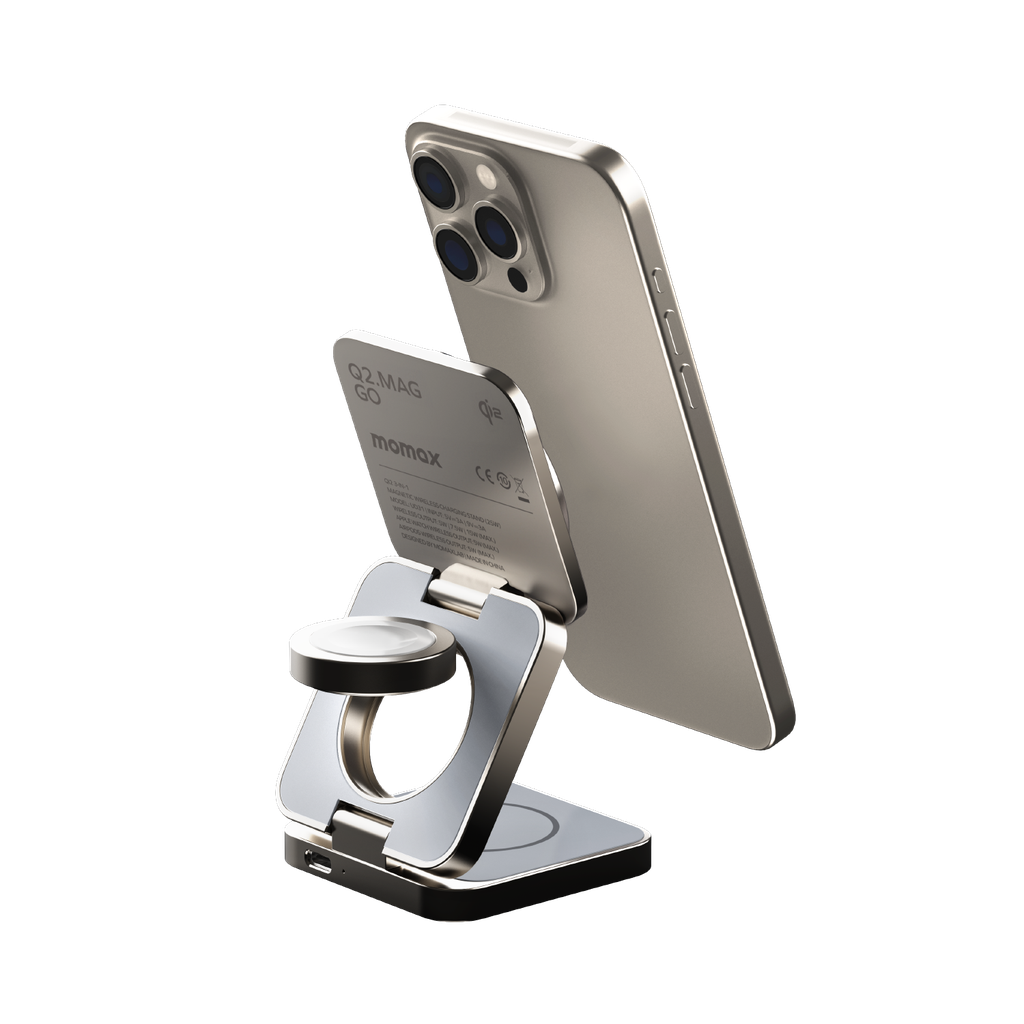 MOMAX Q2 MAG GO Qi 2 15W 3IN1 MAGNETIC WIRELESS CHARGING STAND MOMAX Q2 MAG GO Qi 2 15W 3IN1 MAGNETIC WIRELESS CHARGING STAND