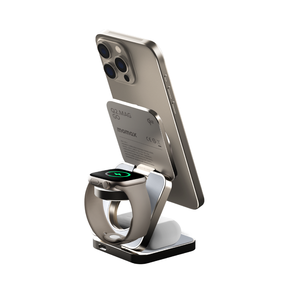 MOMAX Q2 MAG GO Qi 2 15W 3IN1 MAGNETIC WIRELESS CHARGING STAND MOMAX Q2 MAG GO Qi 2 15W 3IN1 MAGNETIC WIRELESS CHARGING STAND