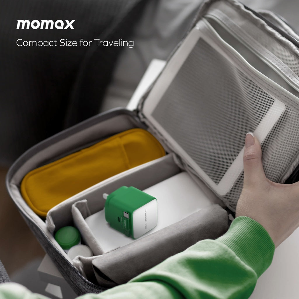MOMAX 1-CHARGE 35W GAN 1 PORT CHARGER WITH BUILT-IN USB-C CABLE MOMAX 1-CHARGE 35W GAN 1 PORT CHARGER WITH BUILT-IN USB-C CABLE