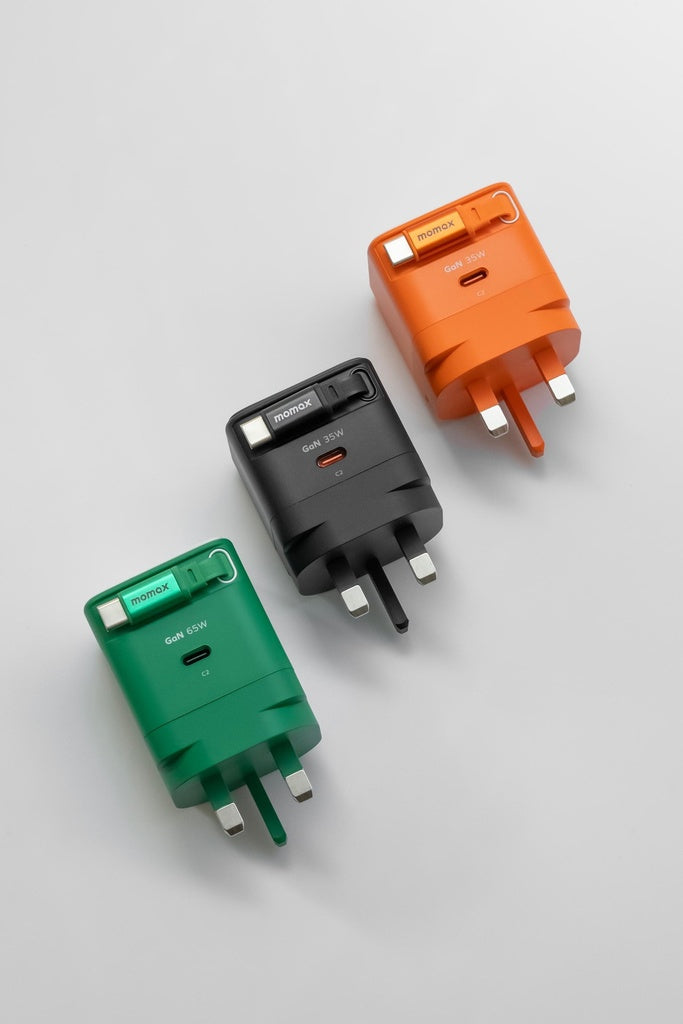 MOMAX 1-CHARGE 65W GAN 1 PORT CHARGER WITH BUILT-IN USB-C CABLE MOMAX 1-CHARGE 65W GAN 1 PORT CHARGER WITH BUILT-IN USB-C CABLE