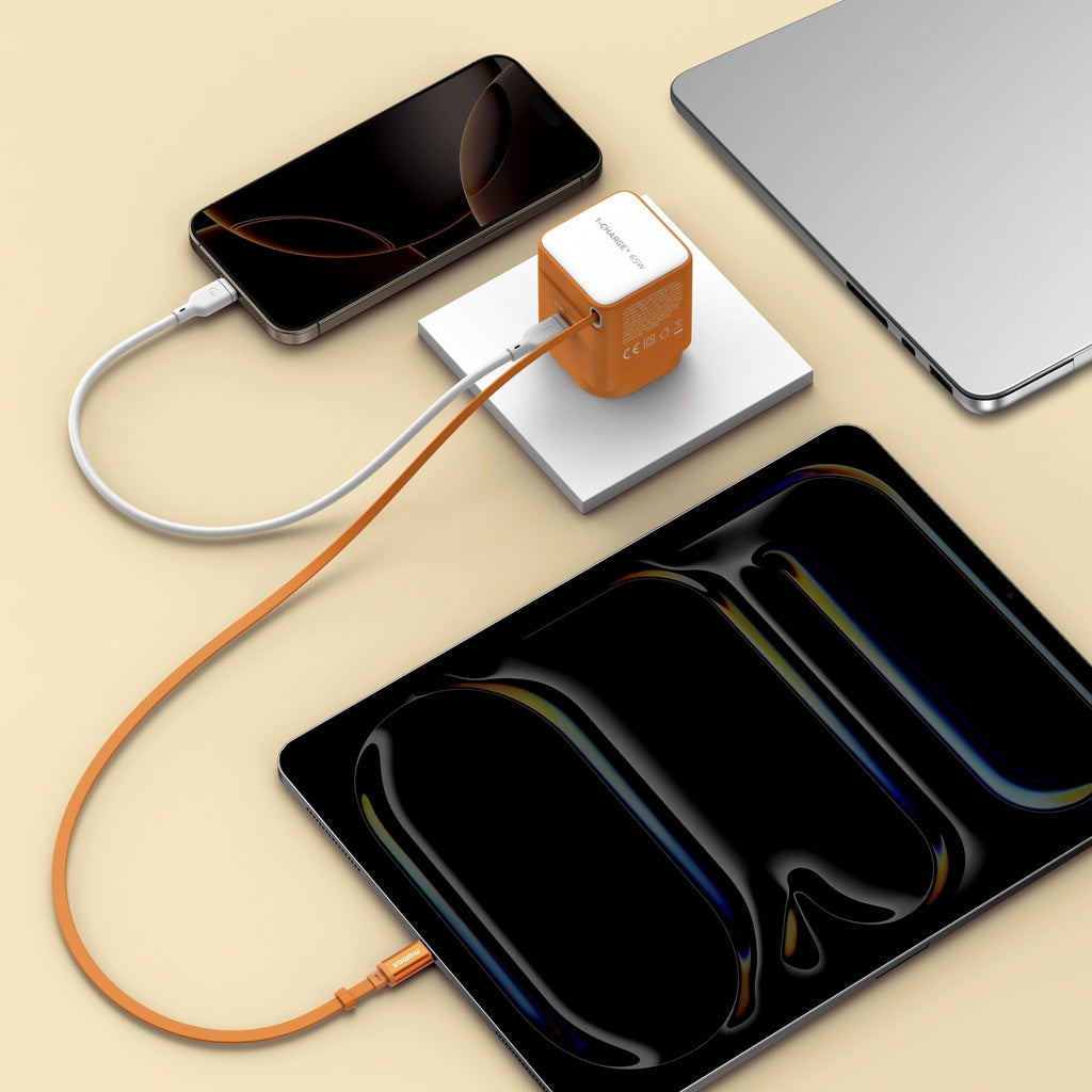 MOMAX 1-CHARGE 65W GAN 1 PORT CHARGER WITH BUILT-IN USB-C CABLE MOMAX 1-CHARGE 65W GAN 1 PORT CHARGER WITH BUILT-IN USB-C CABLE