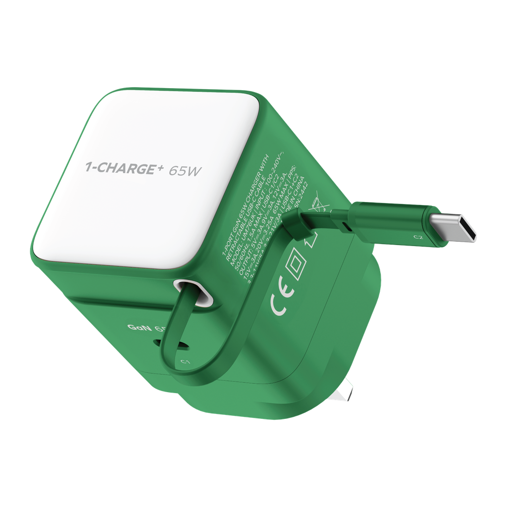 MOMAX 1-CHARGE 65W GAN 1 PORT CHARGER WITH BUILT-IN USB-C CABLE MOMAX 1-CHARGE 65W GAN 1 PORT CHARGER WITH BUILT-IN USB-C CABLE