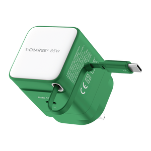 MOMAX 1-CHARGE 65W GAN 1 PORT CHARGER WITH BUILT-IN USB-C CABLE - ALAMAT