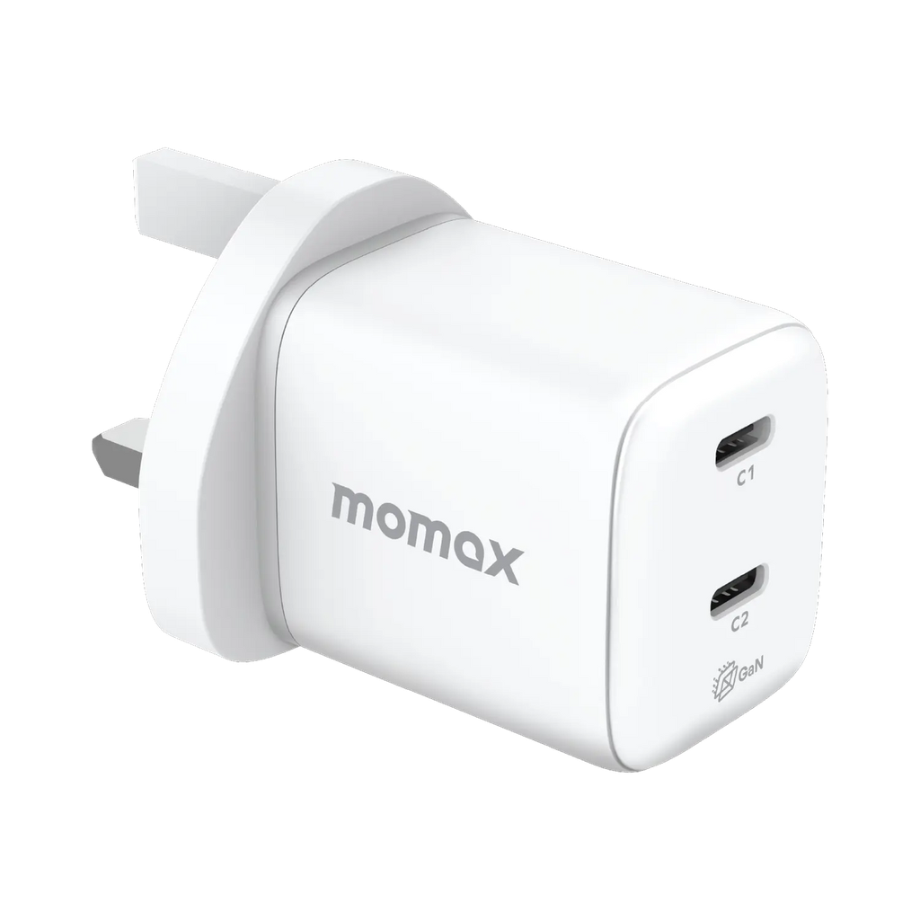 Momax 1-charge 45W 2-Port GaN Charger - 2 USB C Port - White Momax 1-charge 45W 2-Port GaN Charger - 2 USB C Port - White