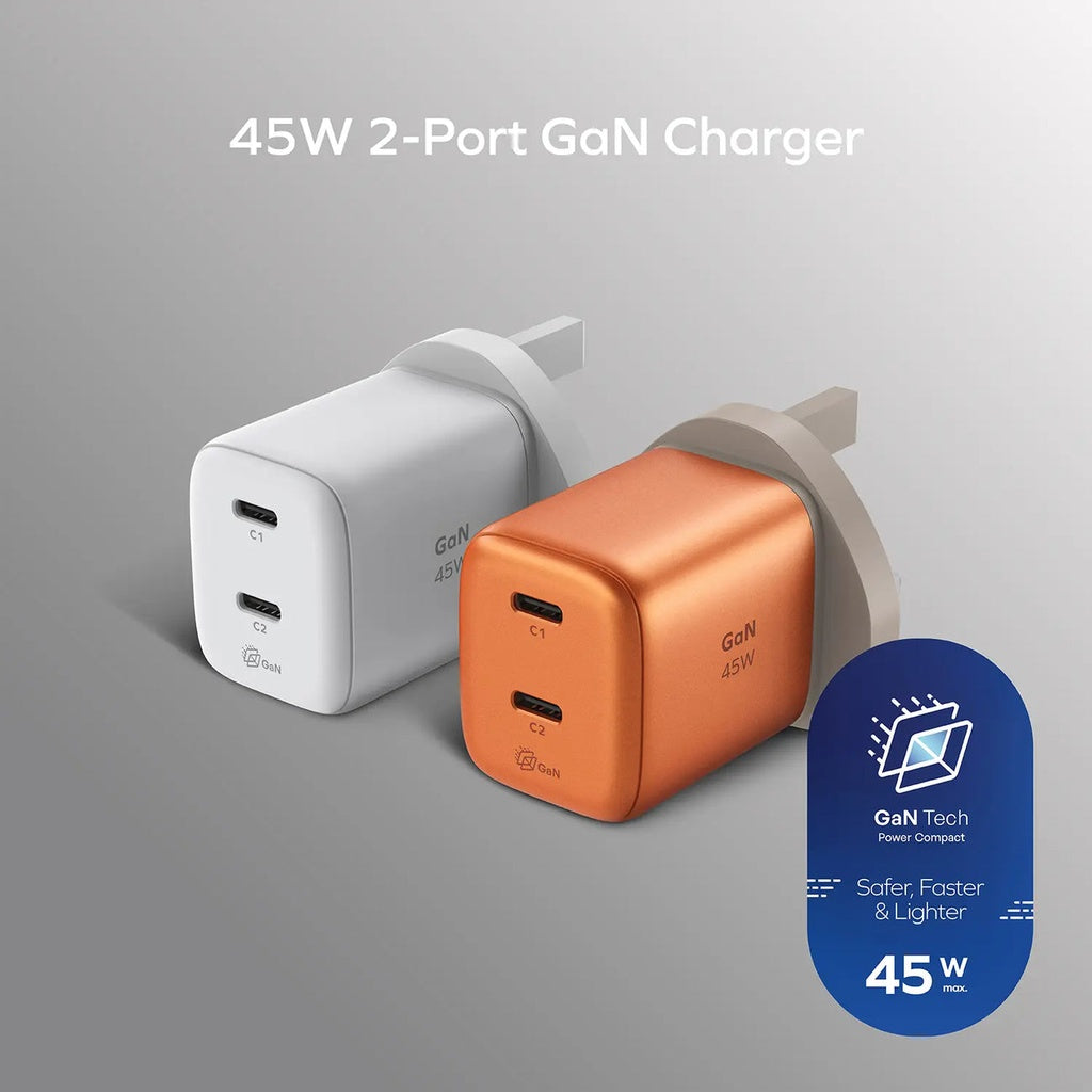 Momax 1-charge 45W 2-Port GaN Charger - 2 USB C Port - White Momax 1-charge 45W 2-Port GaN Charger - 2 USB C Port - White