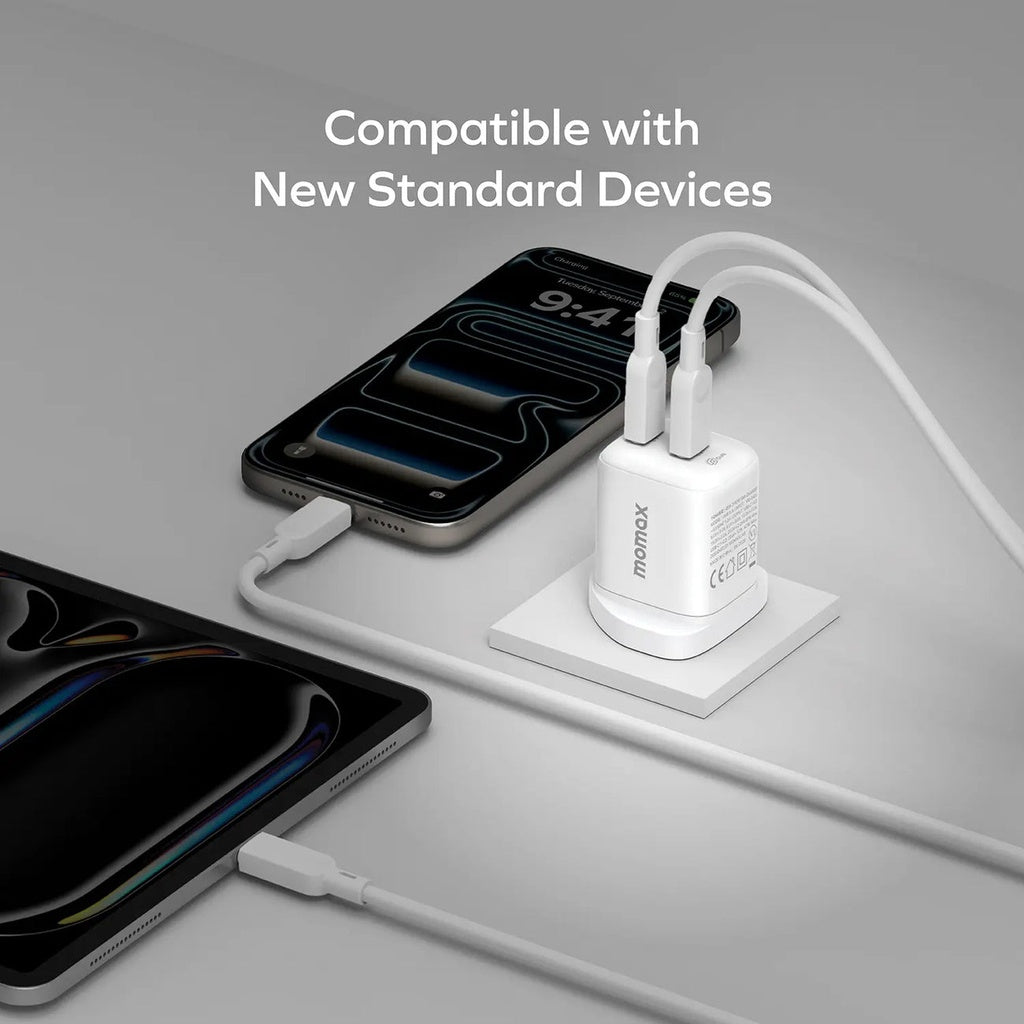 Momax 1-charge 45W 2-Port GaN Charger - 2 USB C Port - White Momax 1-charge 45W 2-Port GaN Charger - 2 USB C Port - White