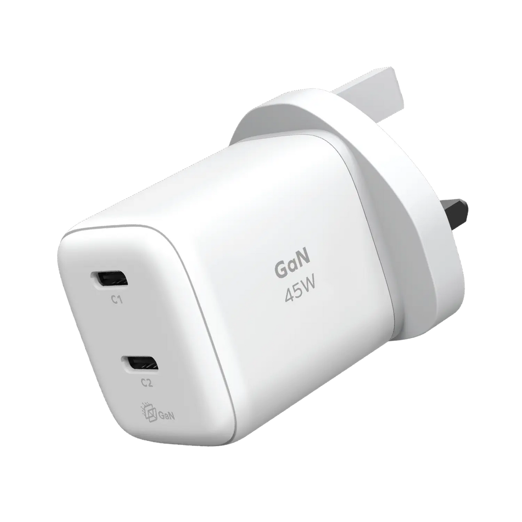 Momax 1-charge 45W 2-Port GaN Charger - 2 USB C Port - White Momax 1-charge 45W 2-Port GaN Charger - 2 USB C Port - White