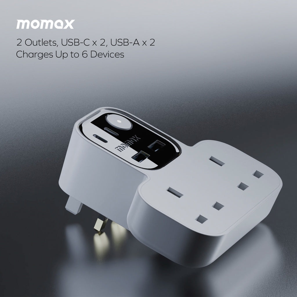MOMAX 1-CHARGER WORK FLOW T-SHAPED EXTENTION 2 SOCKET WITH USB MOMAX 1-CHARGER WORK FLOW T-SHAPED EXTENTION 2 SOCKET WITH USB