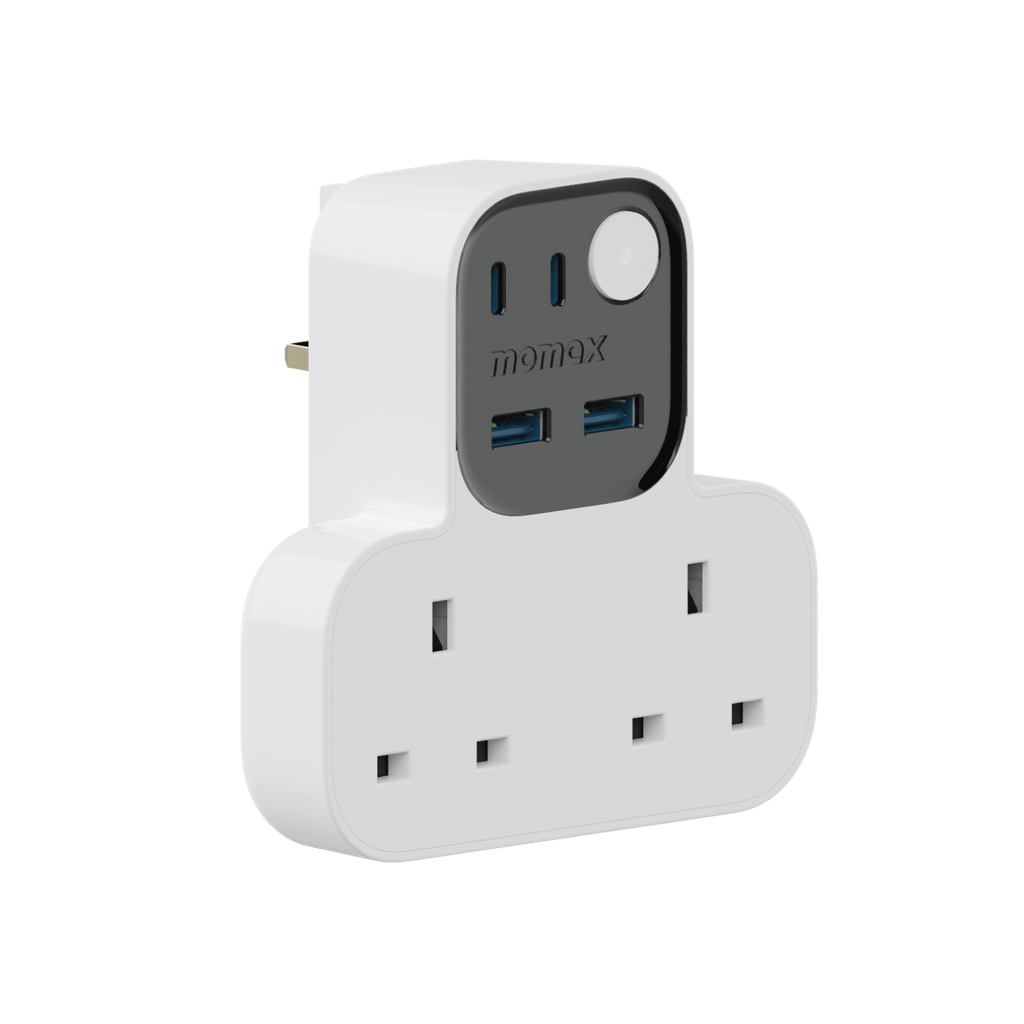 MOMAX 1-CHARGER WORK FLOW T-SHAPED EXTENTION 2 SOCKET WITH USB MOMAX 1-CHARGER WORK FLOW T-SHAPED EXTENTION 2 SOCKET WITH USB
