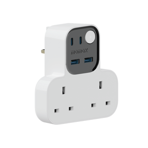 MOMAX 1-CHARGER WORK FLOW T-SHAPED EXTENTION 2 SOCKET WITH USB - ALAMAT