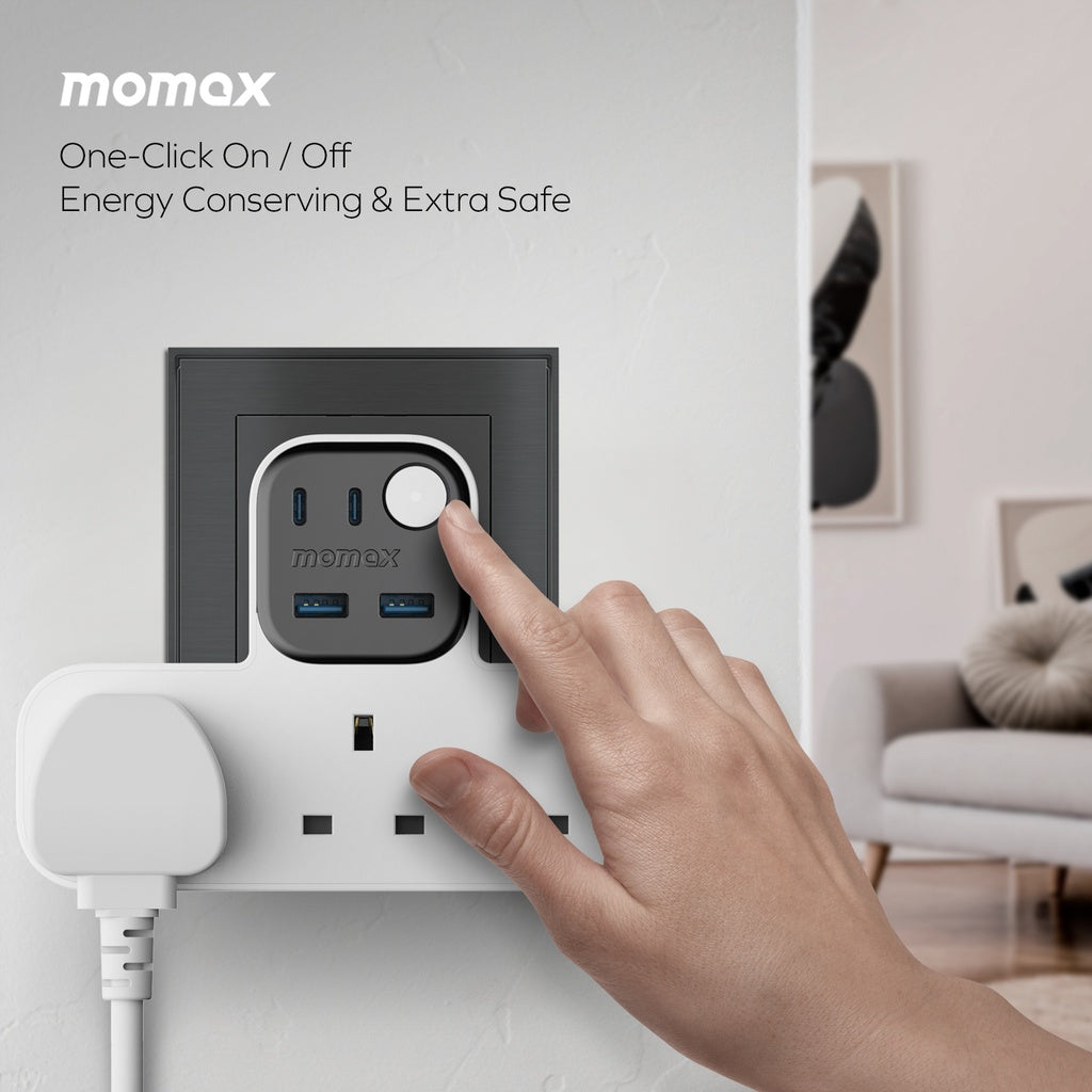 MOMAX 1-CHARGER WORK FLOW T-SHAPED EXTENTION 3 SOCKET WITH USB MOMAX 1-CHARGER WORK FLOW T-SHAPED EXTENTION 3 SOCKET WITH USB
