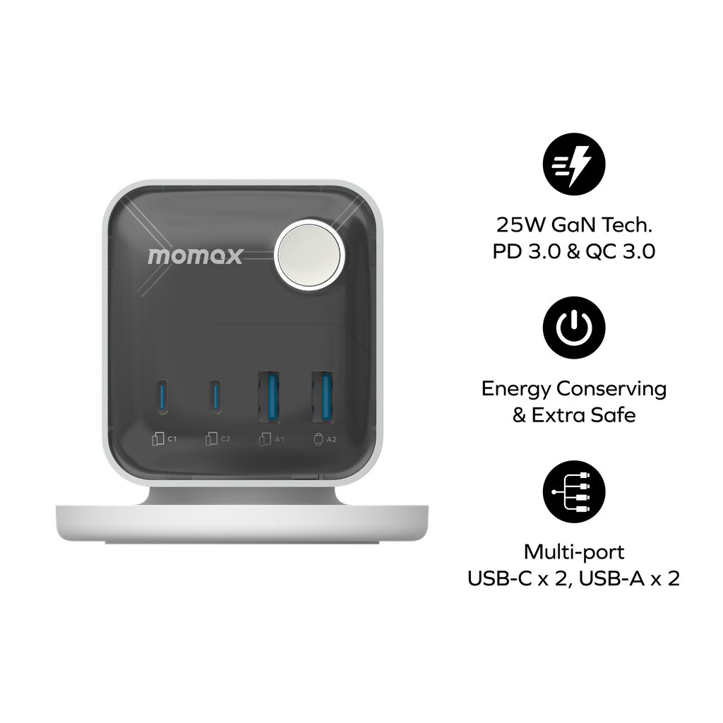 MOMAX 1-CHARGE WORK FLOW 3-OUTLET POWER CUBE WITH USB MOMAX 1-CHARGE WORK FLOW 3-OUTLET POWER CUBE WITH USB