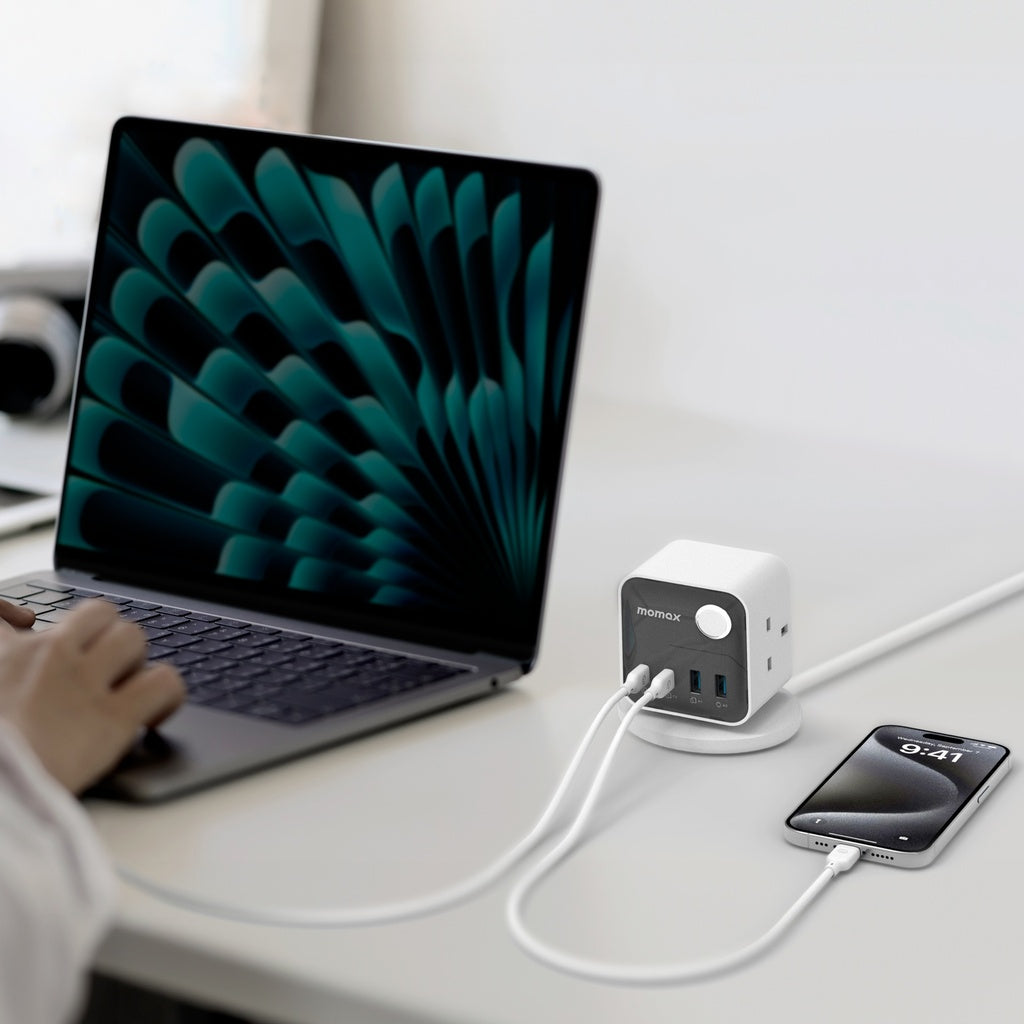 MOMAX 1-CHARGE WORK FLOW 3-OUTLET POWER CUBE WITH USB MOMAX 1-CHARGE WORK FLOW 3-OUTLET POWER CUBE WITH USB