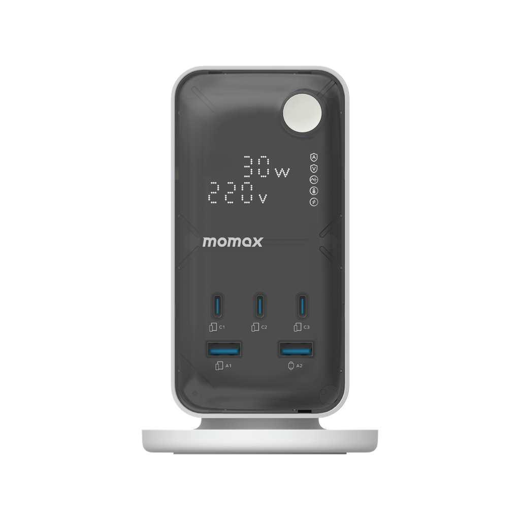 MOMAX 1-CHARGE WORK FLOW 6-OUTLET DIGITAL DISPLAY POWER TOWER WITH USB MOMAX 1-CHARGE WORK FLOW 6-OUTLET DIGITAL DISPLAY POWER TOWER WITH USB