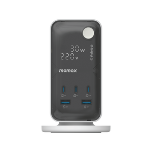 MOMAX 1-CHARGE WORK FLOW 6-OUTLET DIGITAL DISPLAY POWER TOWER WITH USB - ALAMAT