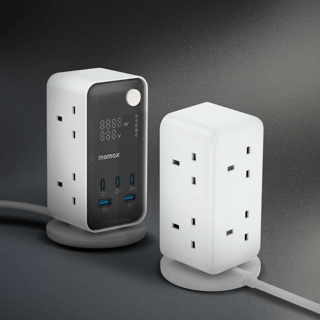MOMAX 1-CHARGE WORK FLOW 6-OUTLET DIGITAL DISPLAY POWER TOWER WITH USB MOMAX 1-CHARGE WORK FLOW 6-OUTLET DIGITAL DISPLAY POWER TOWER WITH USB
