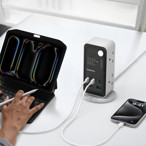 MOMAX 1-CHARGE WORK FLOW 6-OUTLET DIGITAL DISPLAY POWER TOWER WITH USB - ALAMAT