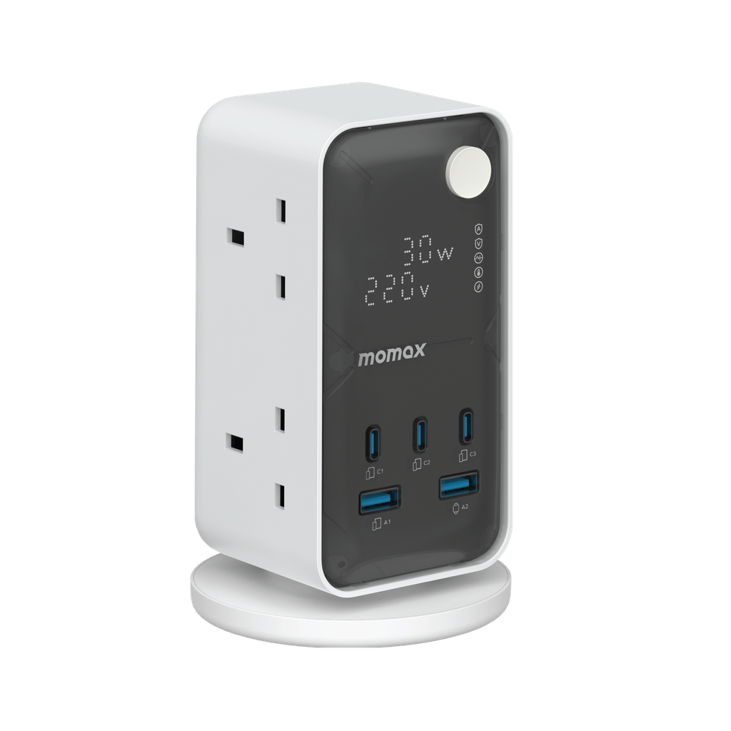 MOMAX 1-CHARGE WORK FLOW 6-OUTLET DIGITAL DISPLAY POWER TOWER WITH USB MOMAX 1-CHARGE WORK FLOW 6-OUTLET DIGITAL DISPLAY POWER TOWER WITH USB