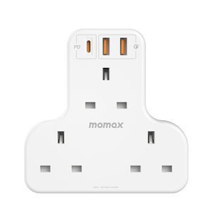 MOMAX ONEPLUG 3 OUTLET T-SHAPED EXTENSION SOCKET WITH USB - ALAMAT