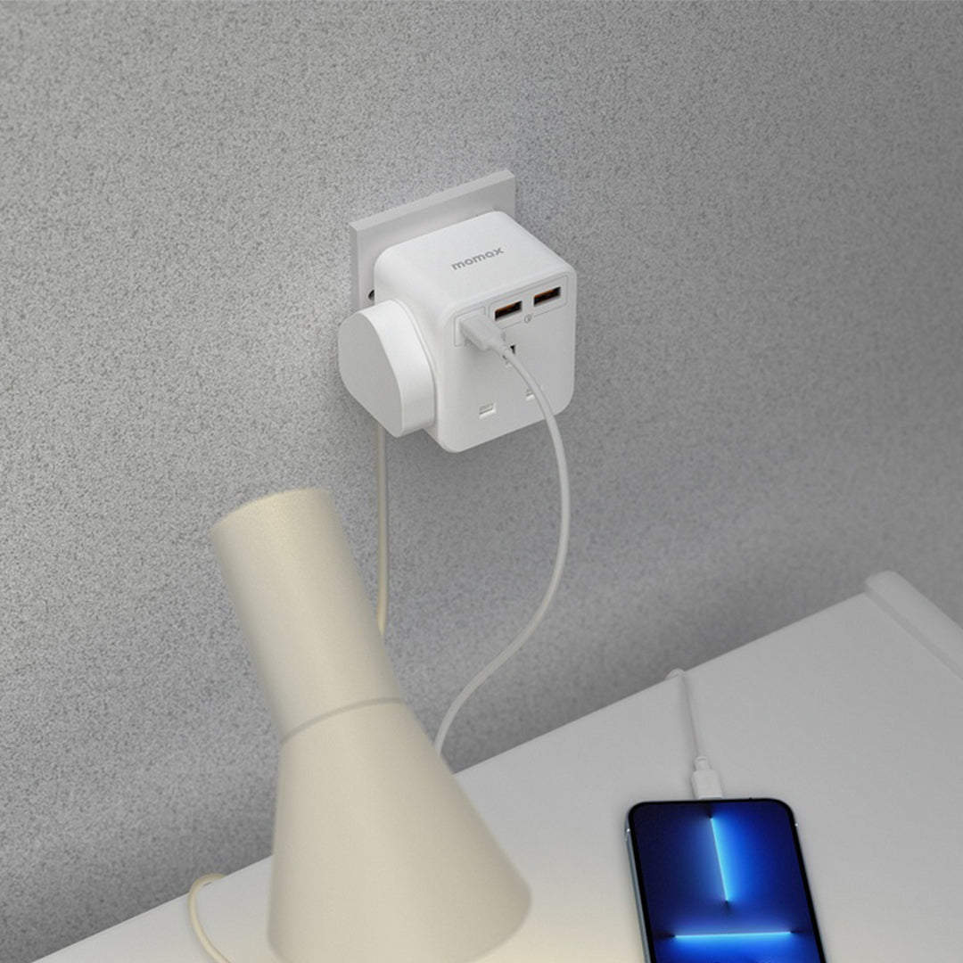 MOMAX ONEPLUG 3 OUTLET CUBE EXTENSION SOCKET WITH USB MOMAX ONEPLUG 3 OUTLET CUBE EXTENSION SOCKET WITH USB