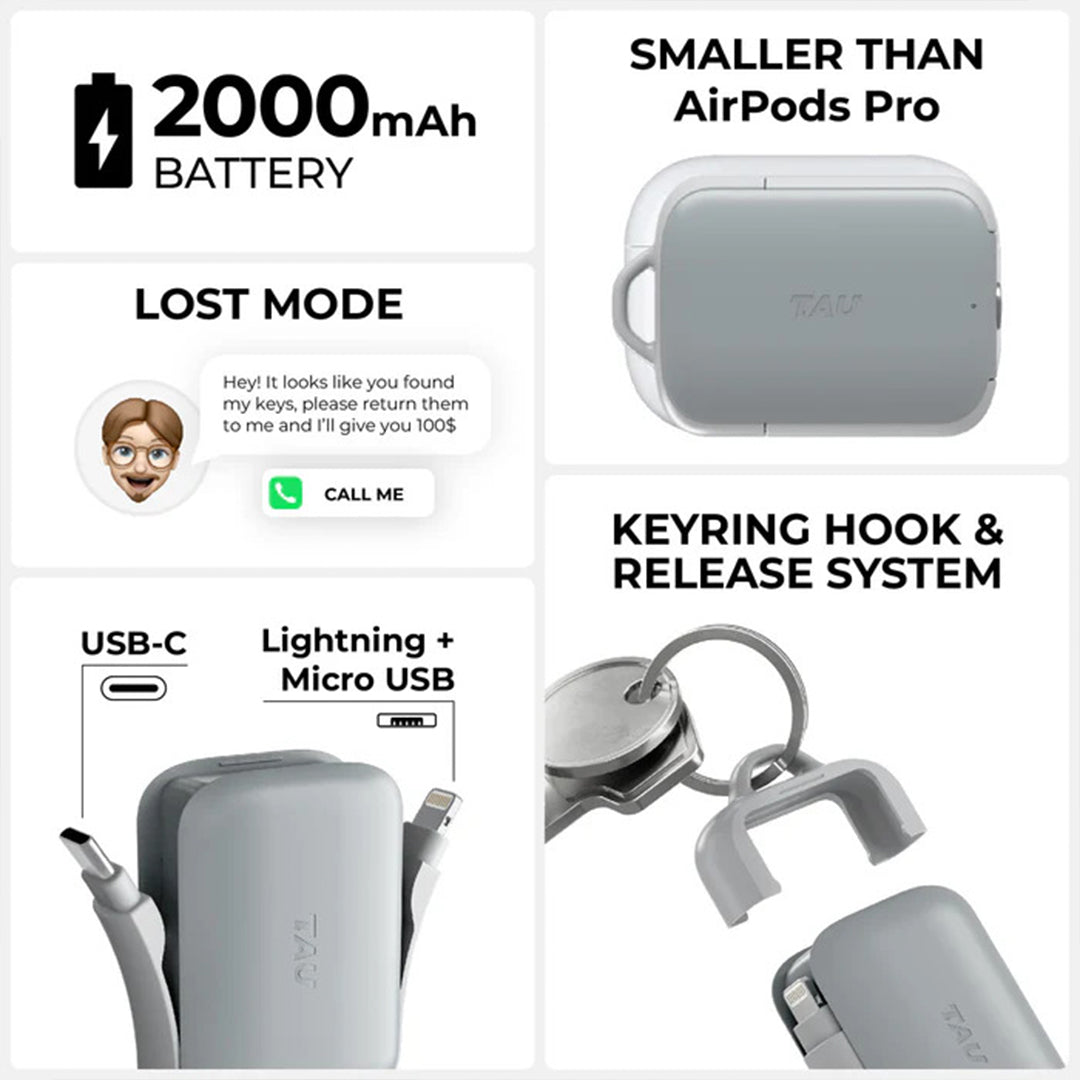 ROLLING SQUARE TAU 2 EMERGENCY KEYRING POWER BANK 2000MAH ROLLING SQUARE TAU 2 EMERGENCY KEYRING POWER BANK 2000MAH